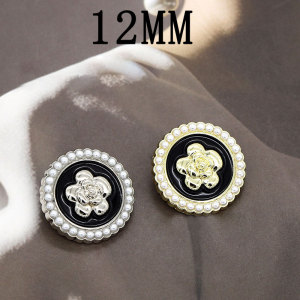 12MM Metal  flower pearl snap button charms