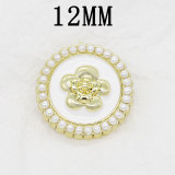 12MM Metal  flower pearl snap button charms