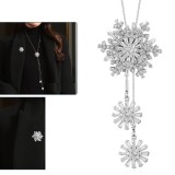 Christmas snowflake sweater chain with swirling tassels long necklace