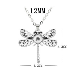 dragonfly  Metal Pendant 60CM Necklace fit 12MM Snaps button jewelry wholesale