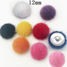 12MM Plush colored buttons Metal  snap button charms