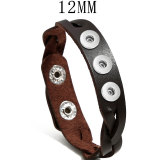 Knitted leather colored bracelet with adjustable retro leather bracelet fit 12MM Snaps button jewelry wholesale