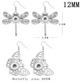 Dragonfly Butterfly Earrings fit 12MM Snaps button jewelry wholesale