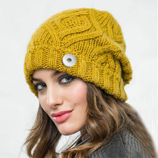 Autumn and Winter Knitted Duck Tongue Hat Fashion and Warm Versatile Beret fit 20MM Snaps button jewelry wholesale