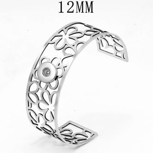 Stainless steel flower Opening  Bracelets fit 12MM  Snaps button jewelry wholesale