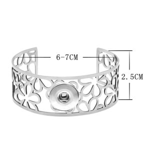 Stainless steel flower Opening  Bracelets fit 20MM  Snaps button jewelry wholesale