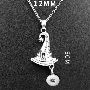 Christmas  hat  Metal Pendant 60CM Necklace fit 12MM Snaps button jewelry wholesale