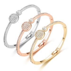 Sweet and versatile geometric diamond inlaid openable bracelet