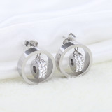 Stainless steel beautiful round hollow diamond necklace earring set