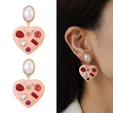 Valentine's Day Love Drops Oil Pearl Earrings Necklace Set