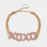 Valentine's Day Multi layered Diamond Love Necklace Earring Set