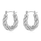Stainless steel twisted snake chain double-layer earrings