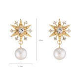 Six pointed Star Diamond Pearl Earrings Bracelet Necklace Set