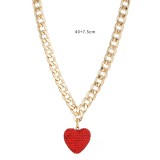 Valentine's Day Red Love Diamond Necklace Bracelet Earring Ring Set Gift