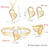 Valentine's Day Alloy Diamond Love Necklace Earrings Ring Bracelet Set