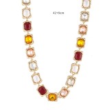 Alloy glass colored diamond necklace