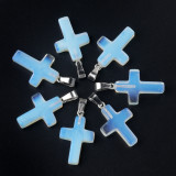 Cross natural crystal agate pendant