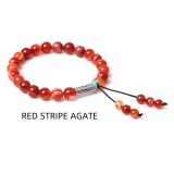 Natural stone striped red agate turquoise woven bracelet