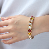 Alloy colored glass dot drill elastic bracelet