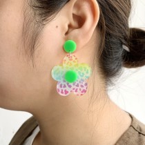 Acrylic Rainbow Leopard Pattern Sunflower Earrings