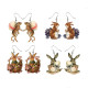 Easter Wood Vintage Chicken Rabbit Earrings