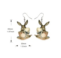 Easter Wood Vintage Chicken Rabbit Earrings