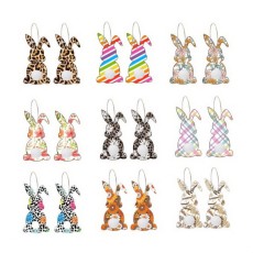 Easter Wood Vintage  Rabbit Earrings