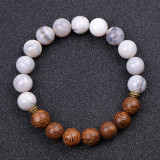 Wood bead natural stone bead elastic bracelet