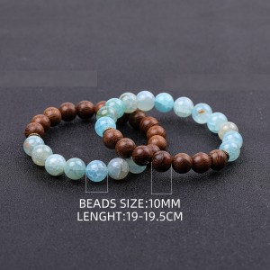 Wood bead natural stone bead elastic bracelet