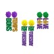 Acrylic Mardi Gras Ball Party Carnival Tri Color Alphabet Beads FAT TUESDAY Earrings