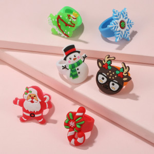 Candy Christmas PVC Ring Children's Cartoon Ring Gift
