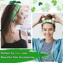 St. Patrick's Day printed headband with Irish clover elastic headband and wide banded headscarf