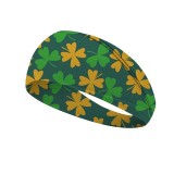 St. Patrick's Day printed headband with Irish clover elastic headband and wide banded headscarf