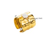 Stainless steel hollow natural stone opening wide ring