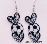 Acrylic Cross Football Love U-shaped Leopard Print Sports Earrings