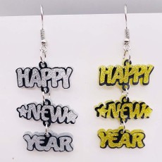 Acrylic Happy New Year Spliced Earrings