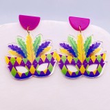 Carnival acrylic shiny mask GRAS avocado earrings
