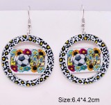 Acrylic Cross Football Love U-shaped Leopard Print Sports Earrings