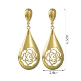 Stainless steel water droplet rose earrings