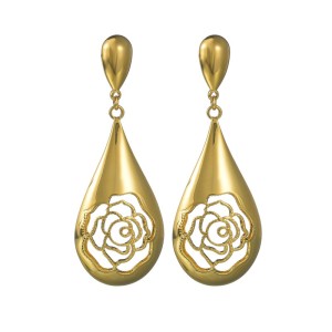 Stainless steel water droplet rose earrings