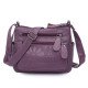 Washed soft leather multi pocket casual crossbody bag