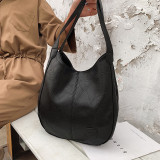 Soft leather shoulder bag, simple portable tote bag