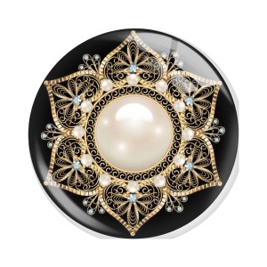 20MM pearl Print glass snap button charms