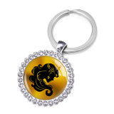 Zodiac Crystal Glass Alloy Keychain