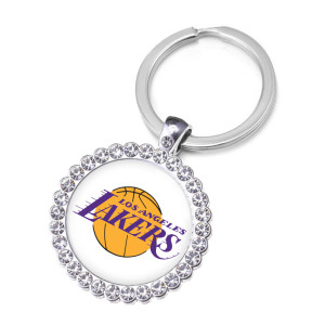 NBA Basketball Team League Crystal Glass Alloy Keychain