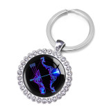 Zodiac Crystal Glass Alloy Keychain
