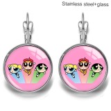 Cartoon Stainless steel 20mm glass French style ear hook and earrings