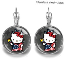 KT cat Stainless steel 20mm glass French style ear hook and earrings