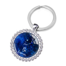 Zodiac Crystal Glass Alloy Keychain