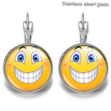 Emoji Stainless steel 20mm glass French style ear hook and earrings